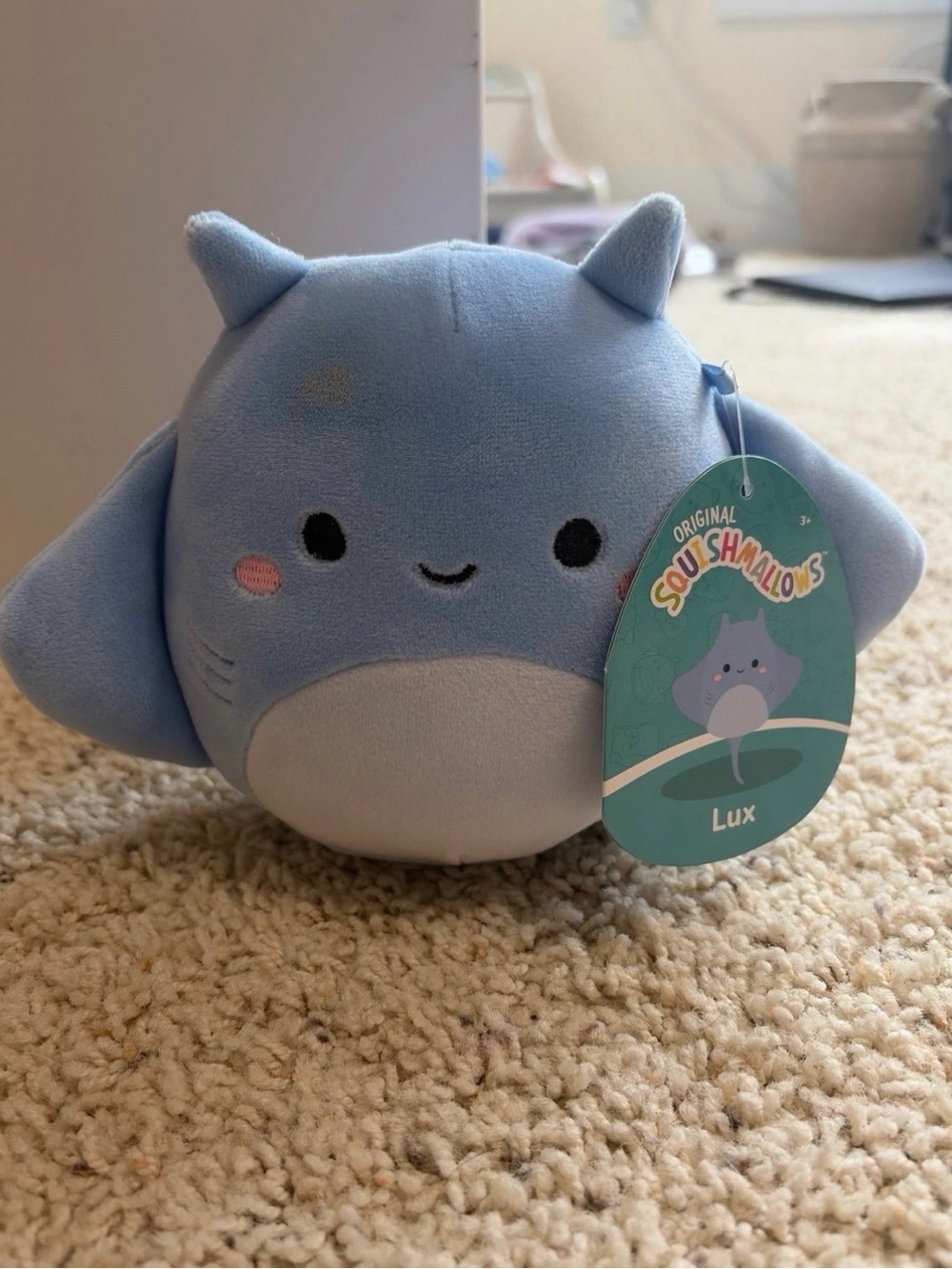 Squishmallows Lux Light Blue and White Plush Cat Toy